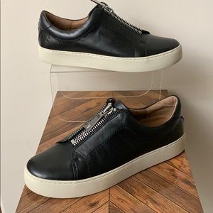 Frye Lena Zip Low Black Italian Leather Sneaker - Size 8.5 - New